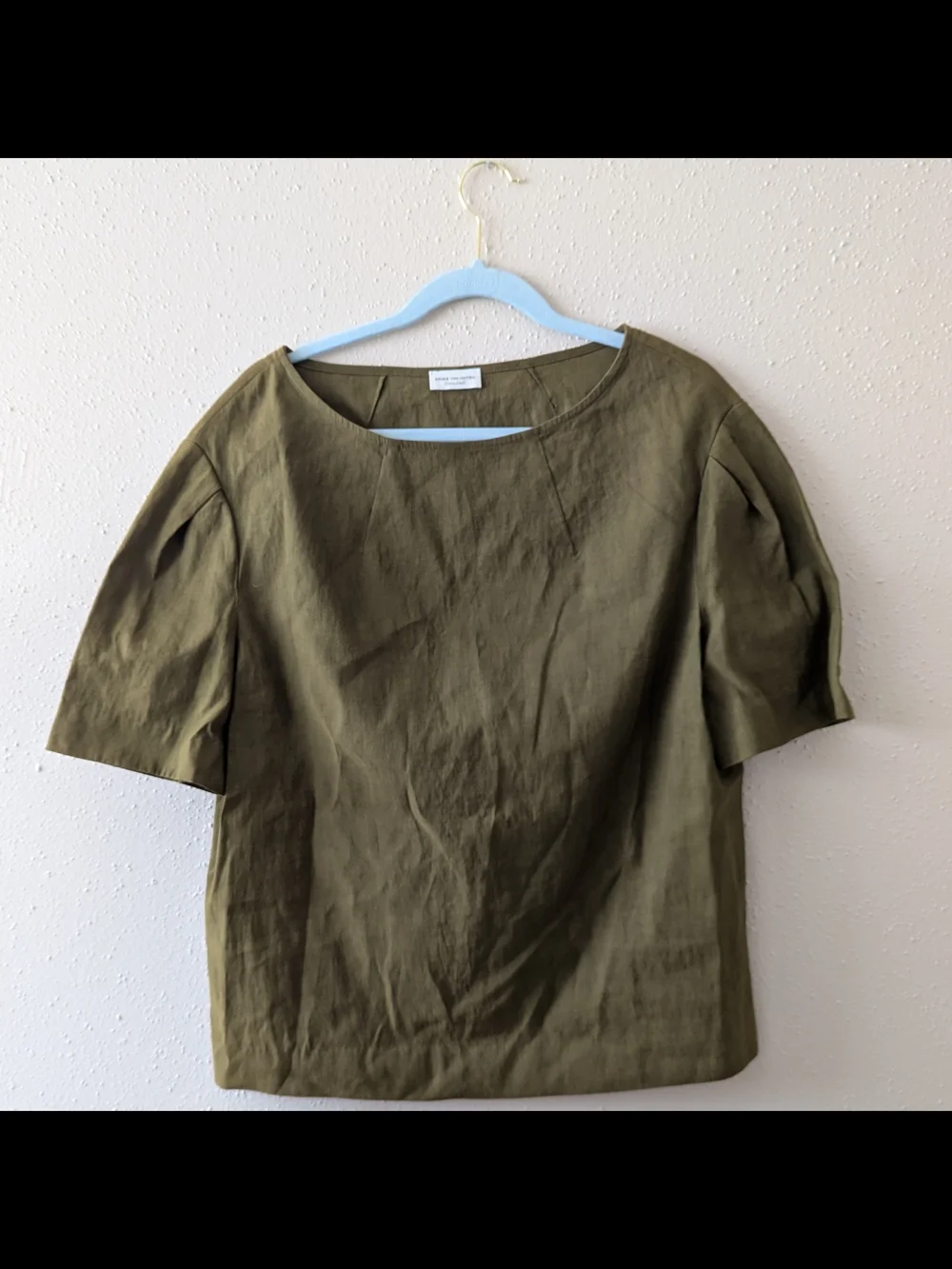 Dries Van Noten round neck linen cotton blend Summer top Olive Green XS - Picture 2 of 11